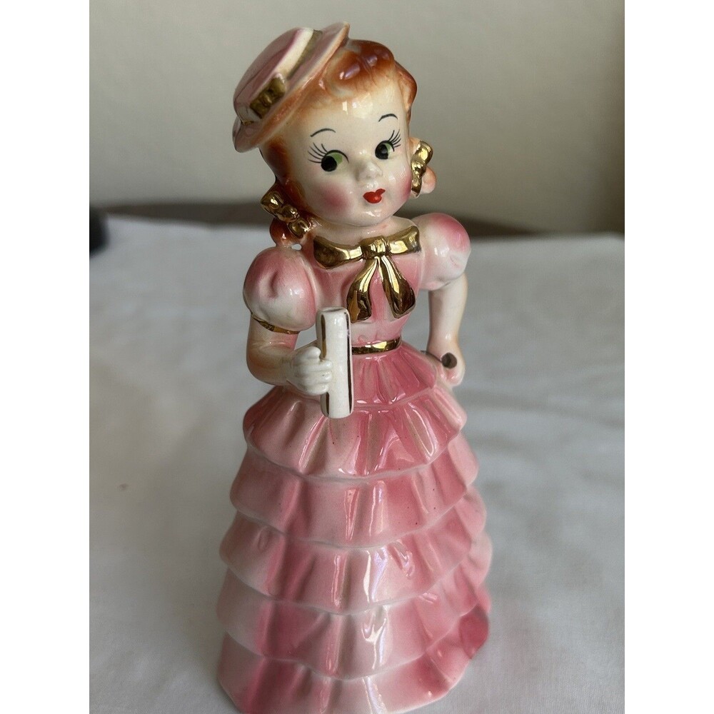 Vintage Tilso Pink Lady Figurine ruffle dress, 6.5"